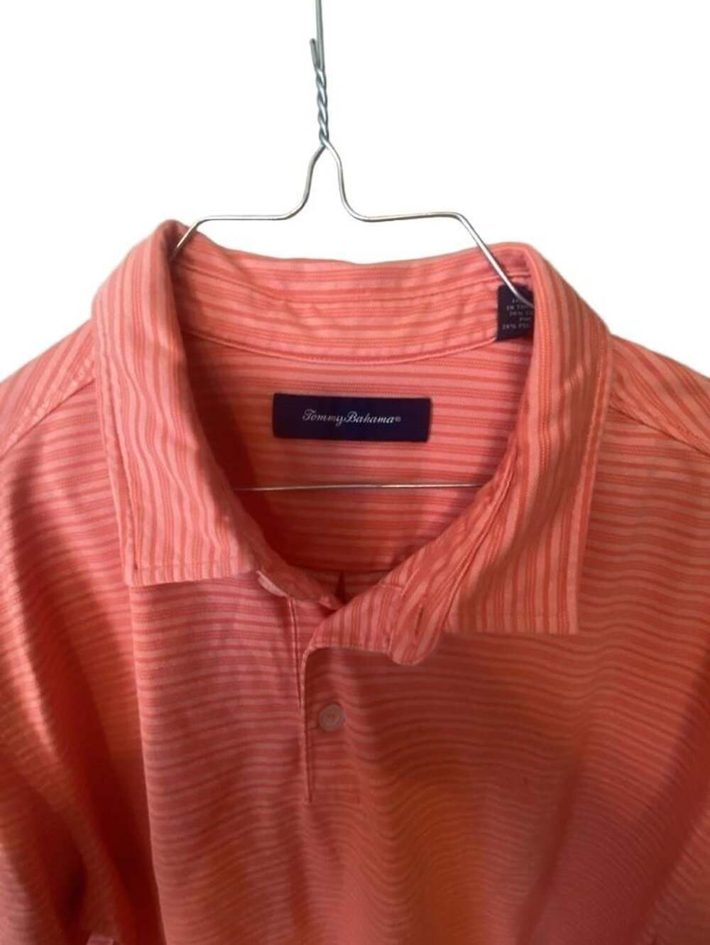 Tommy Bahama Men’s 2XL Pima Cotton Orange Striped Short Sleeve Golf Polo Shirt
